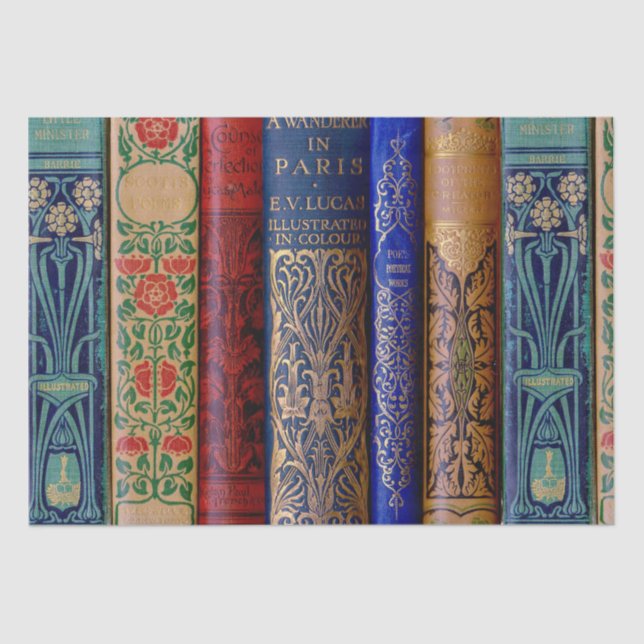 Beautiful Book Spines (Paris) Decoupage Tissue Paper (Front)