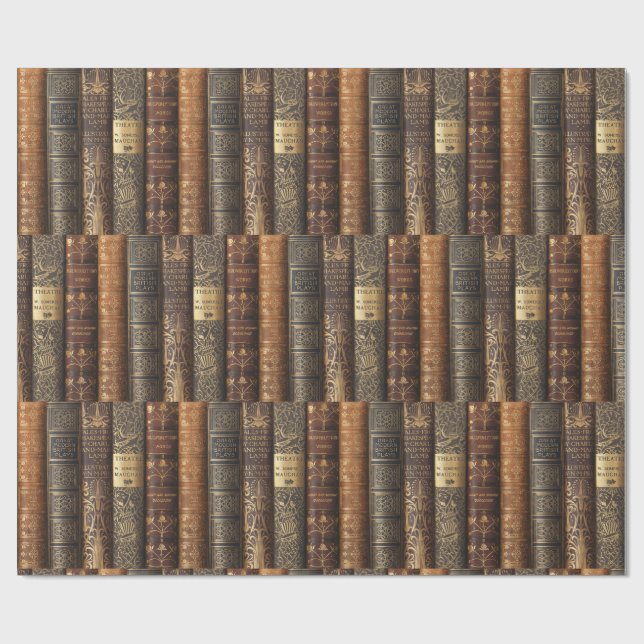 Beautiful Book Spines (Theater) Wrapping Paper (Flat)