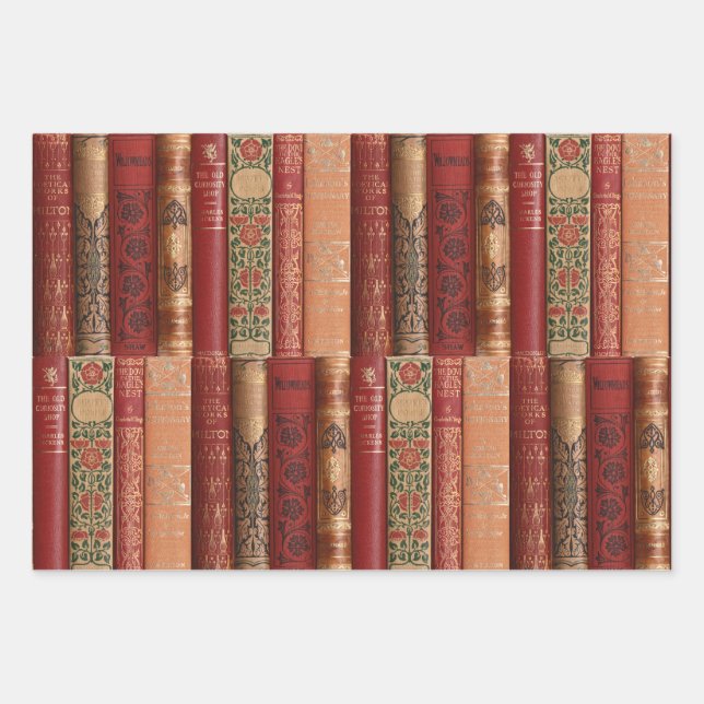 Beautiful Book Spines Wrapping Paper Sheets (Front)