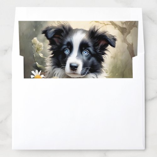 Beautiful Border Collie Dog Flowers Daisies Envelope Liner