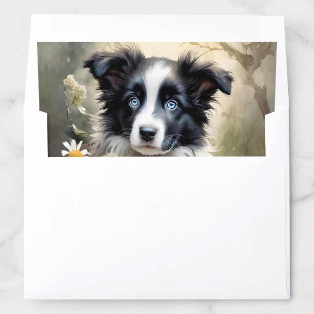 Beautiful Border Collie Dog Flowers Daisies Envelope Liner (In Envelope)