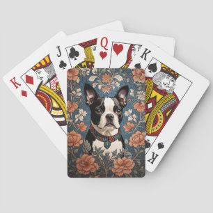 Beautiful Boston Terrier William Morris Inspired Poker Cards