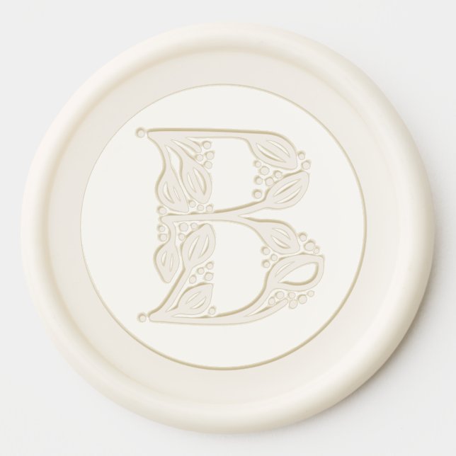 Beautiful botanical B initial elegant monogram Wax Seal Sticker (Front)