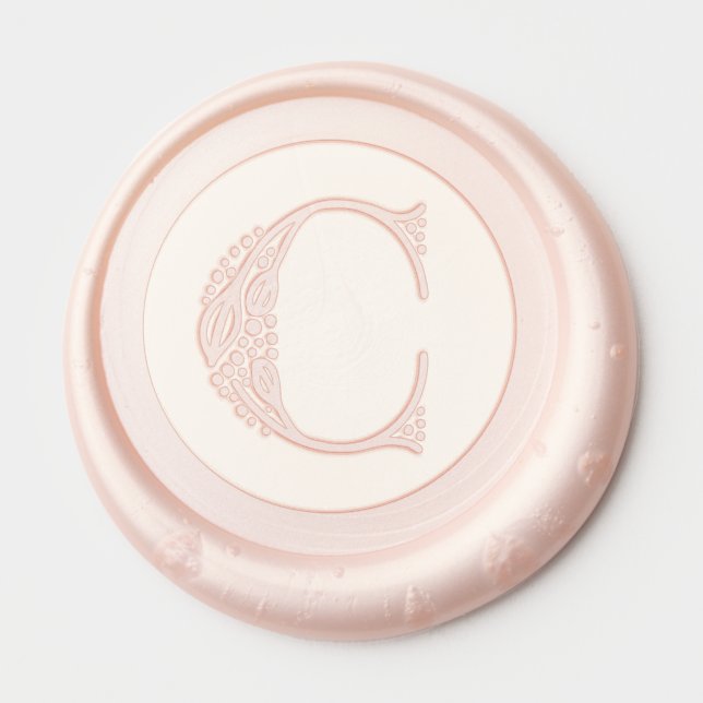 Beautiful botanical C initial elegant monogram Wax Seal Sticker (Front)