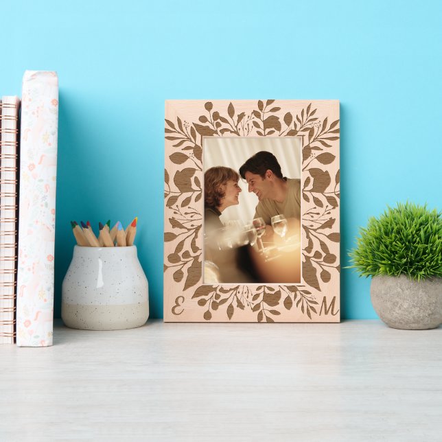 Beautiful Botanical Couple Monogram Anniversary Engraved Frames (Creator Uploaded)