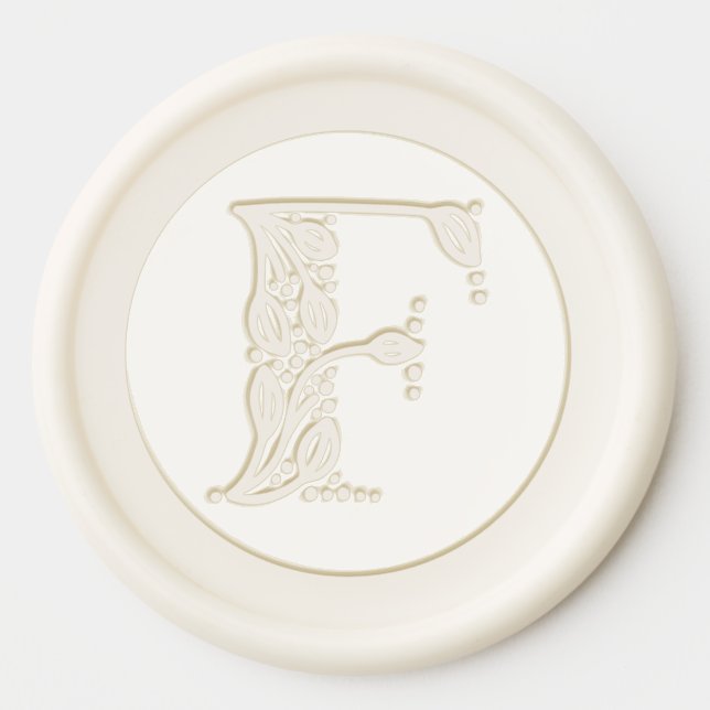 Beautiful botanical F initial elegant monogram Wax Seal Sticker (Front)
