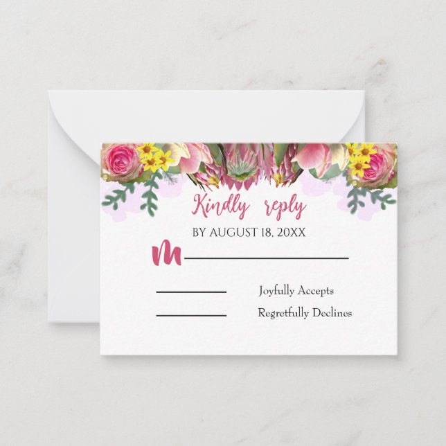 Beautiful Botanical Floral Garden Reply Card (Front)