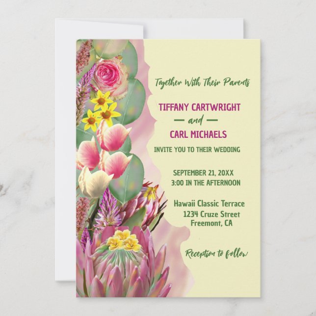 Beautiful Botanical Floral Garden Wedding  Invitation (Front)