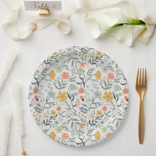 Beautiful Botanical Floral Pattern Paper Plates