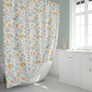 Beautiful Botanical Floral Pattern Shower Curtain