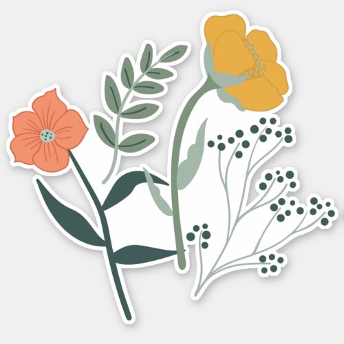 Beautiful Botanical Floral Pattern Sticker