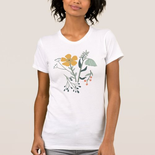 Beautiful Botanical Floral Pattern T_Shirt