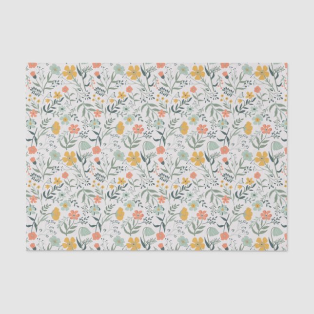 Beautiful Botanical Floral Pattern Tissue Paper (Front)