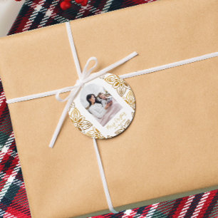 Beautiful Botanical Frame Arch Photo Christmas Favor Tags