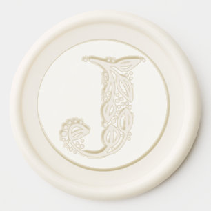 Beautiful botanical J initial elegant monogram Wax Seal Sticker