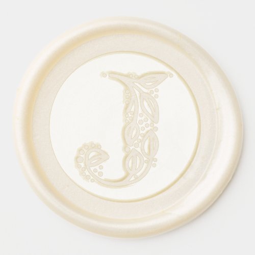 Beautiful botanical J initial elegant monogram Wax Seal Sticker