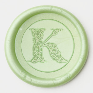 Beautiful botanical K initial elegant monogram Wax Seal Sticker