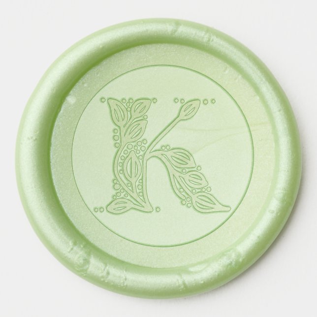 Beautiful botanical K initial elegant monogram Wax Seal Sticker (Front)