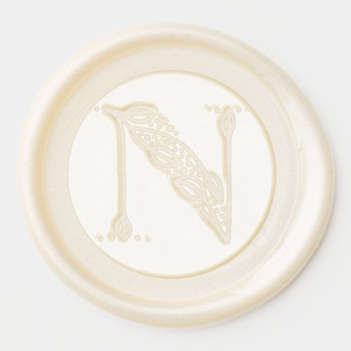 Beautiful botanical N initial elegant monogram Wax Seal Sticker