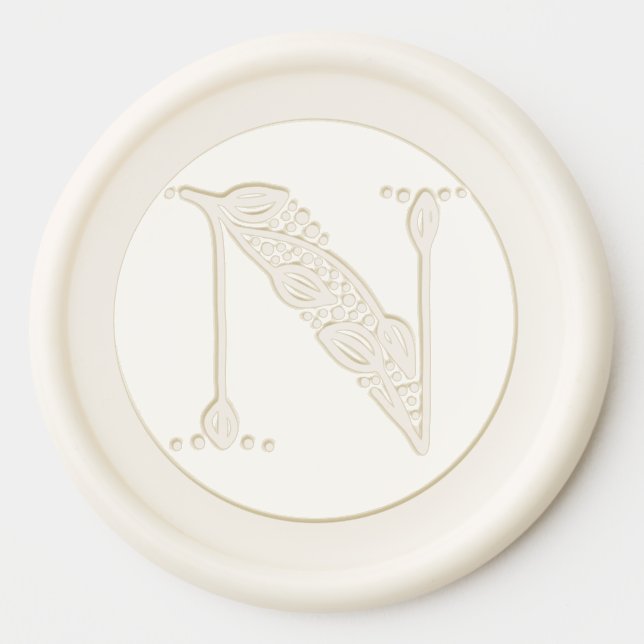 Beautiful botanical N initial elegant monogram Wax Seal Sticker (Front)