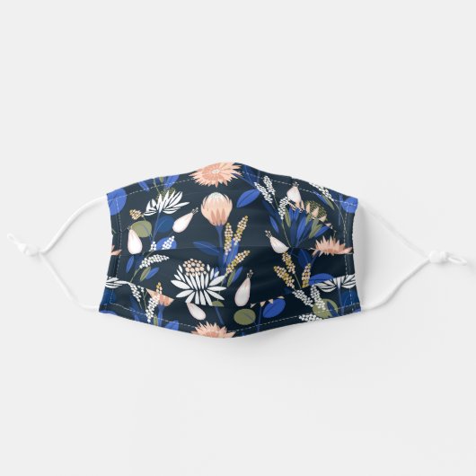 Beautiful Botanical Protea Flowers Floral Adult Cloth Face Mask (Front, Unfolded)