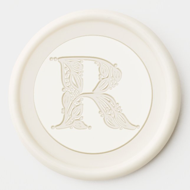 Beautiful botanical R initial elegant monogram Wax Seal Sticker (Front)