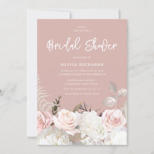 Beautiful Botanical Rose All Seasons Bridal Shower Invitation