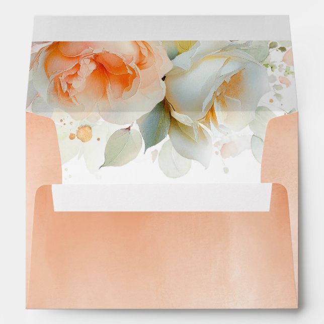 Beautiful Botanical Rose Floral Elegant Terracotta Envelope (Back (Bottom))