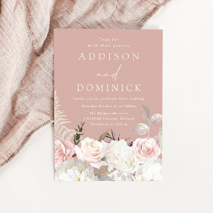 Beautiful Botanical Roses All Seasons Wedding Invitation