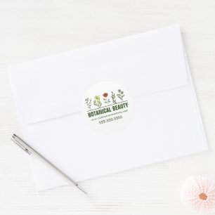 Beautiful Botanical Spa Business Floral Salon Classic Round Sticker