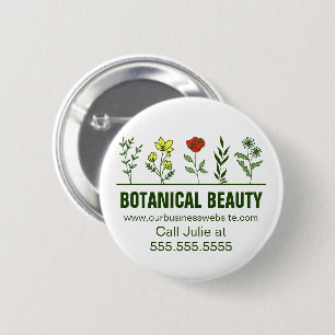 Beautiful Botanical Spa Salon Floral Business Button