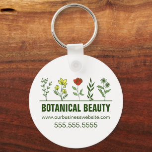 Beautiful Botanical Spa Salon Floral Business Keychain