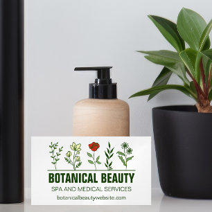 Beautiful Botanical Spa Salon Green Floral Business Card Magnet