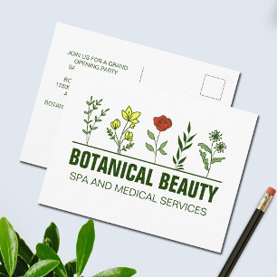 Beautiful Botanical Spa Salon Green Floral Postcard