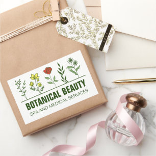 Beautiful Botanical Spa Salon Green Floral Rectangular Sticker
