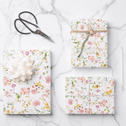 Beautiful Botanical Summer Wildflowers Simple Cute Wrapping Paper Sheets
