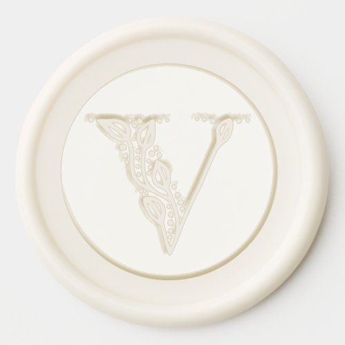 Beautiful botanical V initial elegant monogram Wax Seal Sticker