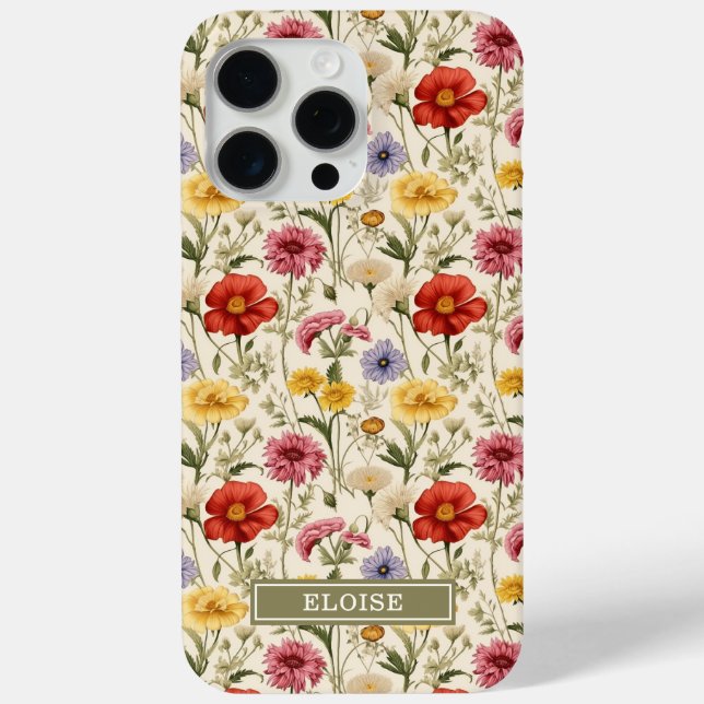 Beautiful Botanical Watercolor Wildflower Name Case-Mate iPhone Case (Back)