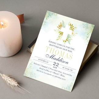 Beautiful Botanical White Cross Baptism