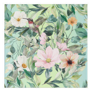 Beautiful Botanical Wildflowers and Hummingbird Acrylic Print