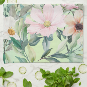 Beautiful Botanical Wildflowers and Hummingbird Kitchen Towel