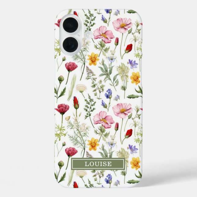 Beautiful Botanical Wildflowers Name Case-Mate iPhone Case (Back)