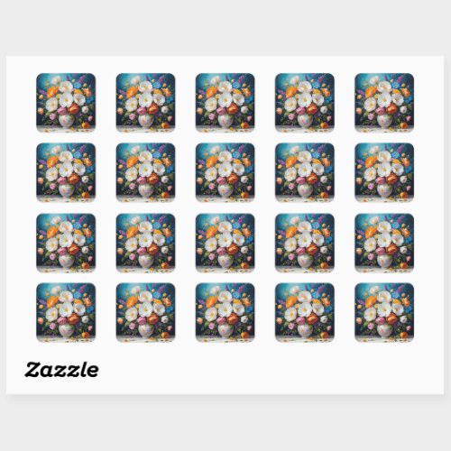 Beautiful Bouquet decorative illustration Square Sticker