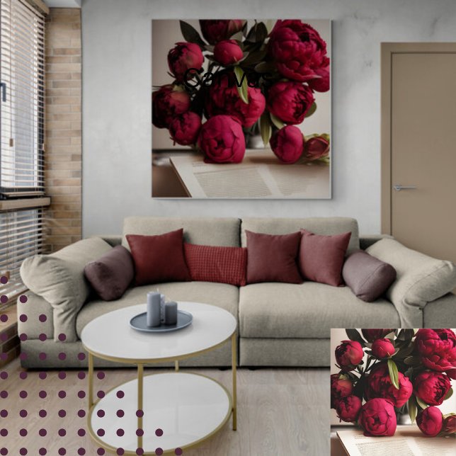 Beautiful Bouquet of Red Peonies Floral Digital Canvas Print (Creator Uploaded)