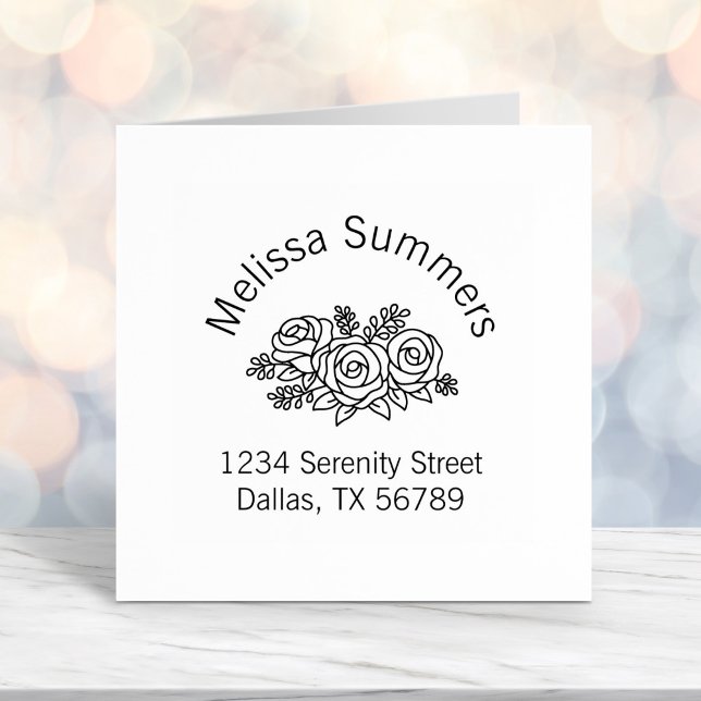 Beautiful Bouquet of Rose Flowers Arch Address Self-inking Stamp (Creator Uploaded)
