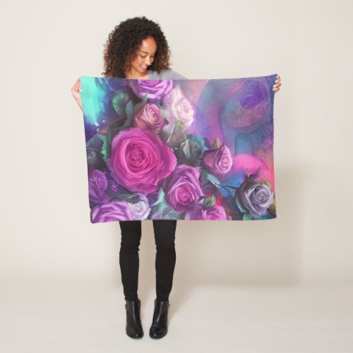 Beautiful bouquet of roses  fleece blanket