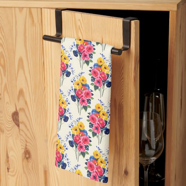 Beautiful Bouquet of Spring Flowers Kitchen Towel (Thirds Fold)