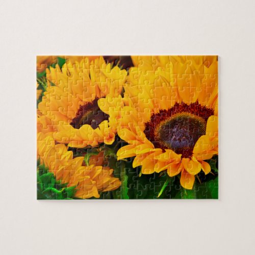 Beautiful Bouquet of Yellow and Orange Sunflowers Jigsaw Puzzle