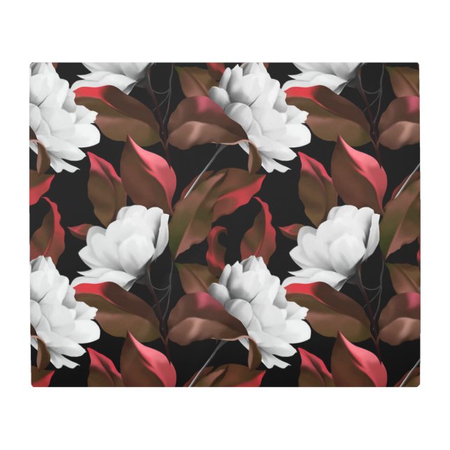Beautiful Bouquet Wildflowers White Burgundy Red  Metal Print (Front)