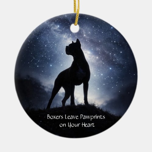 Beautiful Boxer Dog Christmas Ceramic Ornament
